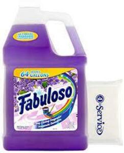 DESCRIPTION: (2) ALL PURPOSE CLEANER CONCENTRATEBRAND/MODEL: FABULOSO #55EY07INFORMATION: MAKES UP TO 64 GALLONS OF CLEANERRETAIL$: $42/EASIZE: 1 GALLONQTY: 2