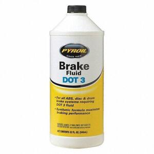 DESCRIPTION: (2) BOTTLES OF BRAKE FLUID BRAND/MODEL: PYROIL # 4NPR5 RETAIL$: $13.08 EA SIZE: 32 FL OZ QTY: 2