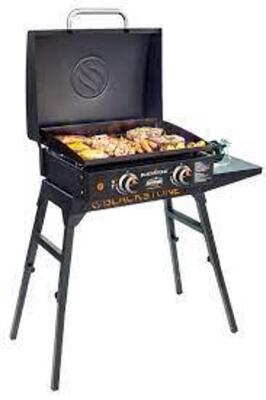 DESCRIPTION: (1) GRIDDLE WITH HOOD AND LEGSBRAND/MODEL: BLACKSTONERETAIL$: $300.00 SIZE: 22"QTY: 1