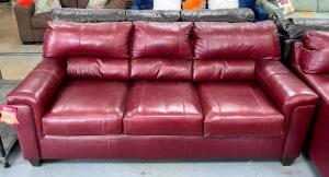 SOFT TOUCH BARK CRIMSON GENUINE LEATHER SOFA