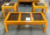 WOODEN GLASS TOP COFFEE TABLE WITH (2) END TABLES