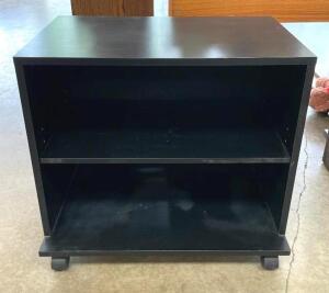 BLACK MEDIA CABINET WITH CASTERS