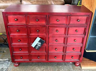 20-DRAWER RED ACCENT CABINET