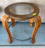 WOODEN END TABLE WITH GLASS TOP