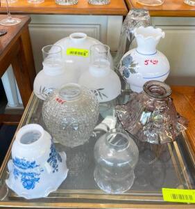 ASSORTED VINTAGE GLASS SHADES