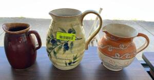 (3) CERAMIC PITCHERS