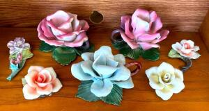 ASSORTED PORCELAIN FLOWERS AS SHOWN