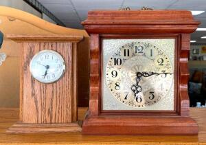 (2) SMALL WOODEN CLOCKS