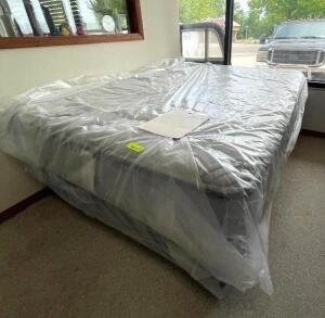 NAME: CAMPBELL PERSING NEW QUEEN MATTRESS WITH FOUNDATION AND FRAME