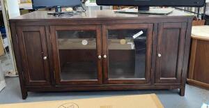 NAME: DARK BROWN 58" X 22" X 30" WOOD ENTERTAINMENT CABINET