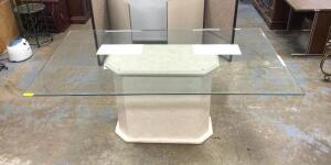 NAME: 72" X 22" X 49" DINING TABLE, GLASS TOP