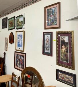 ASSORTED FRAMED PRINTS AND PAINTINGS