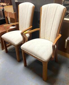 (2) WOODEN UPHOLSTERED DINING ARMCHAIRS