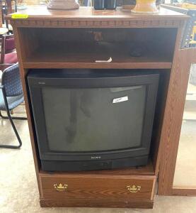 WOODEN MEDIA CONSOLE WITH BOX TV