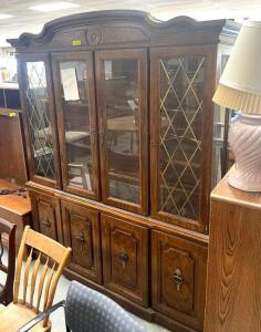 WOODEN CHINA CABINET WITH GLASS DOORS