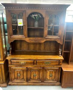 WOODEN BUFFET WITH GLASS DOORS