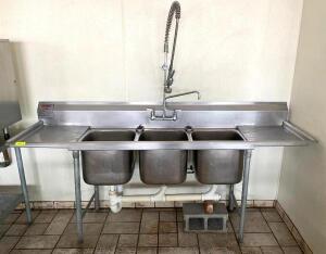 DESCRIPTION: 90" THREE-COMPARTMENT STAINLESS SINK SIZE: 90" X 24" LOCATION: STORE FRONT QTY: 1
