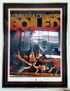 DESCRIPTION: VINTAGE NEW ORLEANS LOUISIANA POSTER "LOUISIANA CRAWFISH BOILED ALIVE" SIGNED BY MICHAEL P. SMITH BRAND/MODEL: MICHAEL P SMITH INFORMATIO