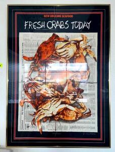 DESCRIPTION: VINTAGE NEW ORLEANS LOUISIANA POSTER "FRESH CRABS TODAY" SIGNED BY DALE MILFORD BRAND/MODEL: MICHAEL P SMITH INFORMATION: 948/1000 SIZE: