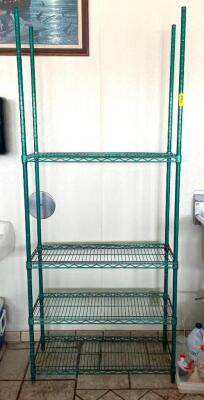 DESCRIPTION: 4-TIER WIRE SHELVING UNIT SIZE: 36" X 14" X 86" LOCATION: STORE FRONT QTY: 1