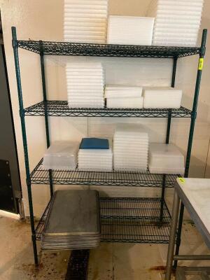 DESCRIPTION: 48" X 24" FOUR TIER COATED WIRE RACK. INFORMATION: NO CONTENTS. SIZE: 48" X 24" X 72" LOCATION: WAREHOUSE QTY: 1