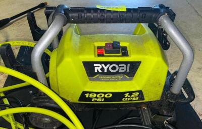 DESCRIPTION: RYOBI 1900 PSI ELECTRIC PRESSURE WASHER W/ SPRAY GUN BRAND/MODEL: RYOBI LOCATION: WAREHOUSE QTY: 1