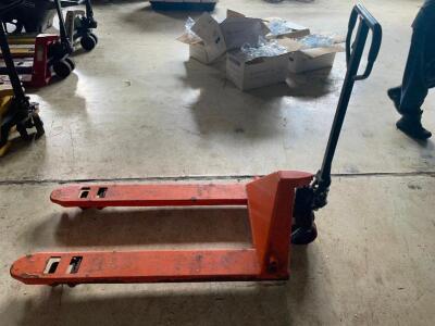 DESCRIPTION: 2 TON CAPACITY PALLET JACK INFORMATION: ORANGE. IN WORKING ORDER LOCATION: WAREHOUSE QTY: 1