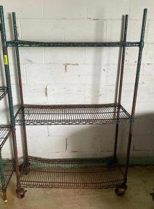 DESCRIPTION: 36" X 24" THREE TIER WIRE SHELF SIZE: 36" X 24" X 72" LOCATION: WAREHOUSE QTY: 1