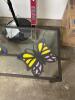 NAME: 39" X 20" X 17" INDOOR/OUTDOOR BUTTERFLY DESIGN COFFEE TABLE - METAL WITH GLASS TOP - 2