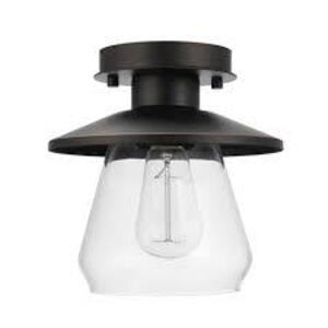 NAME: HAMPTON BAY Northmoore 1-Light Oil Rubbed Bronze and Glass Vintage Semi-Flush Mount