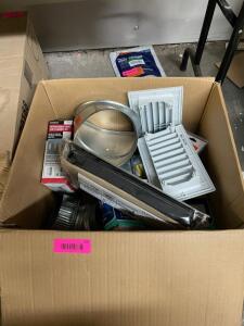 NAME: LARGE BOX OF ASSORTED PLUMBING AND HVAC MATERIALS