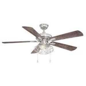 NAME: NEW HOME DEOCRATORS Ellard 52 in. LED Brushed Nickel Ceiling Fan with Light Kit