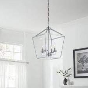 NAME: HOME DECORATORS Weyburn 4-Light Polished Chrome Caged Chandelier