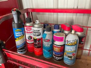 SMALL GROUP OF ASSORTED AUTOMOTIVE SPRAYS AND MATERIALS