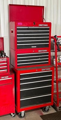 17 COMPARTMENT CRAFTSMAN TOOL BOX SET WITH TOOLS AND CONTENTS