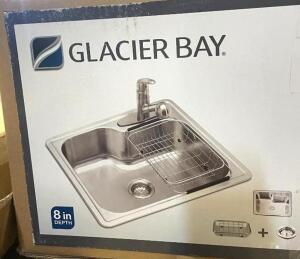 NAME: NEW GLACIER BAY All-in-One Drop-in Stainless Steel 25 in. 3-Hole Single Bowl Kitchen Sink