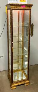 NAME: 14" X 15" X 64" DECORATIVE DISPLAY CASE WITH GLASS SHELVING INSIDE AND LIGHT