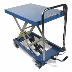 DESCRIPTION: (1) MANUAL MOBILE SCISSOR LIFT TABLE BRAND/MODEL: BAILEIGH INDUSTRIAL #31XU05 INFORMATION: BLUE RETAIL$: $815.04 EA SIZE: 32" X 20", 660