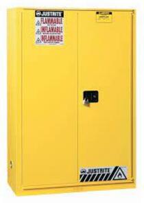 DESCRIPTION: (1) FLAMMABLE SAFETY CABINET BRAND/MODEL: JUSTRITE #1YNF1 INFORMATION: YELLOW MUST INSPECT FOR DAMAGE RETAIL$: $1847.91 ea SIZE: 34"x 34"