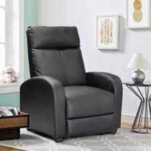 DESCRIPTION: (1) LEATHER PADDED RECLINER BRAND/MODEL: FURNIWELL #T-LR72P0 INFORMATION: BLACK RETAIL$: $199.56 EA QTY: 1