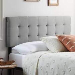 DESCRIPTION: (1) UPHOLSTERED HEADBOARD WITH USB BRAND/MODEL: REST HAVEN INFORMATION: GREY RETAIL$: $100.00 EA SIZE: FULL/FULL XL QTY: 1