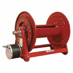 DESCRIPTION (1) ELECTRIC MOTOR DRIVEN HOSE REEL BRAND/MODEL REELCRAFT/38EE76 ADDITIONAL INFORMATION 12V, 100PSI, SEE INSPECTION, RETAILS FOR $732.48 S