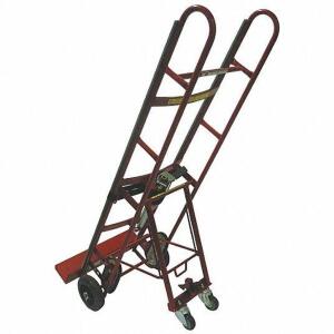 DESCRIPTION: (1) ERGONOMIC TILT-BACK STEEL APPLIANCE HAND TRUCK BRAND/MODEL: DAYTON #4XKJ2 INFORMATION: 1200 LB CAP RETAIL$: $484.00 SIZE: 61X24X15.5