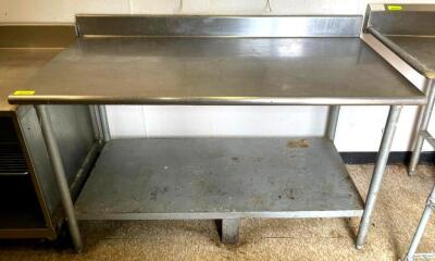 DESCRIPTION: 5' STAINLESS STEEEL TABLE WITH UNDERSHELF SIZE: 60"X30"X34" QTY: 1