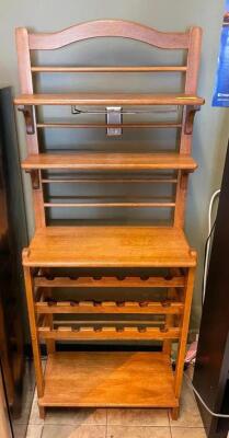 DESCRIPTION: WOODEN WINE RACK SIZE: 26"X13"X67" QTY: 1