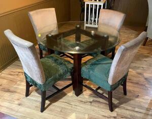 DESCRIPTION: 5PC DINING SET WITH GLASS TABLE SIZE: 48" QTY: 5