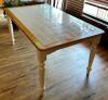 DESCRIPTION: WOODEN TABLE WITH TILE TOP SIZE: 61"X35"X29" QTY: 1