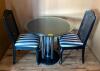 DESCRIPTION: 3PC DINING SET WITH BICYCLE WHEEL BASE AND GLASS TOP SIZE: 36" QTY: 3