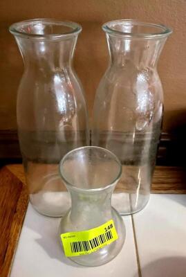 DESCRIPTION: (3) GLASS CARAFES QTY: 3