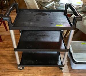 DESCRIPTION: 3-TIER PLASTIC UTILITY CART SIZE: 24"X16"X34" QTY: 1